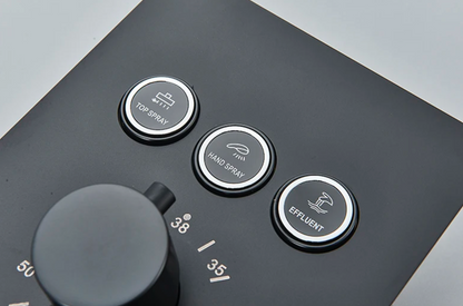SaniSupreme® SmartPulse Wand Thermostatische Doucheset Biarritz 3 weg waterval met regendoucheplateau mat zwart