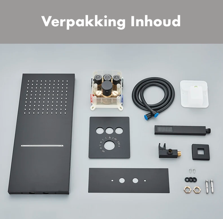 VoordeelPaleis® SmartPulse Plafond Losse RegenDouche Biarritz 2 weg waterval met regendoucheplateau mat zwart