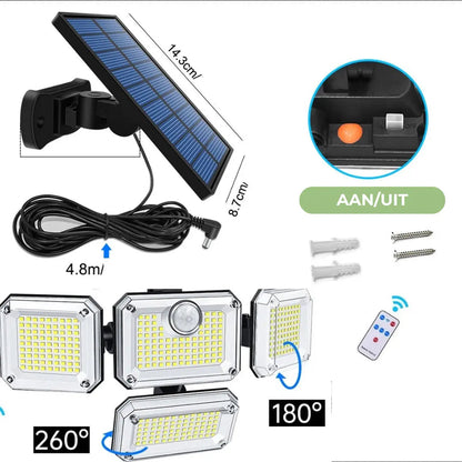 Solar Buitenlamp - bewegingssensor - 333 LED