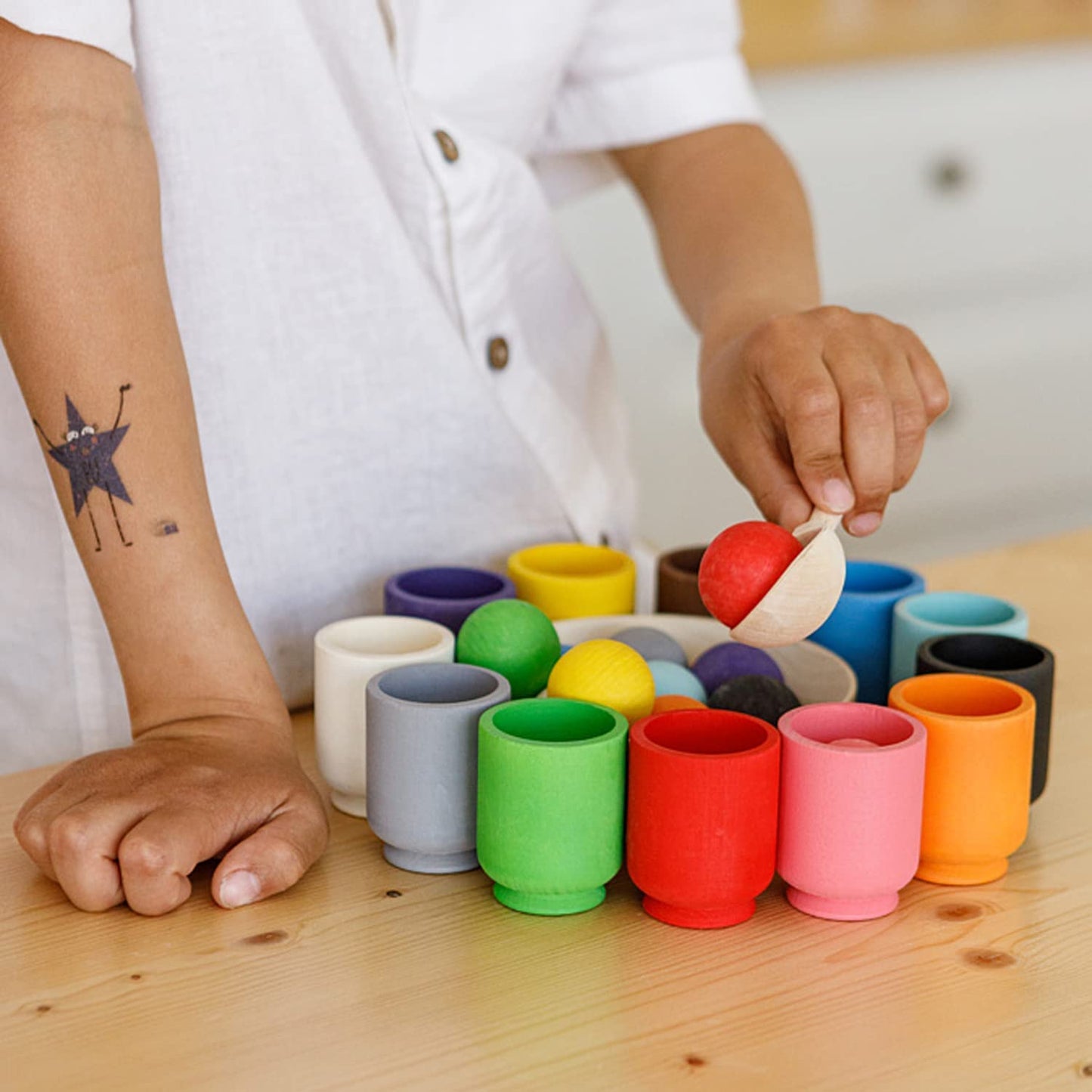 Sorteerspel – Educatief Houten Spel voor Kleuren, Vormen en Cijfers – Ideaal Educatief Speelgoed voor Peuters