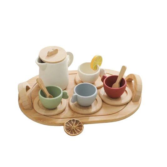 Speelgoedservies – Duurzaam Hout, 18 Delige Set – Perfect voor Creatieve Thee Feestjes
