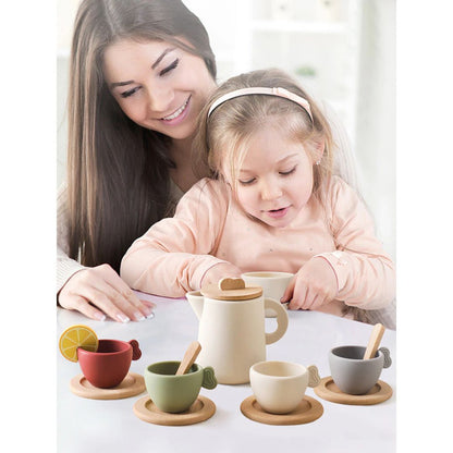 Speelgoedservies – Duurzaam Hout, 18 Delige Set – Perfect voor Creatieve Thee Feestjes