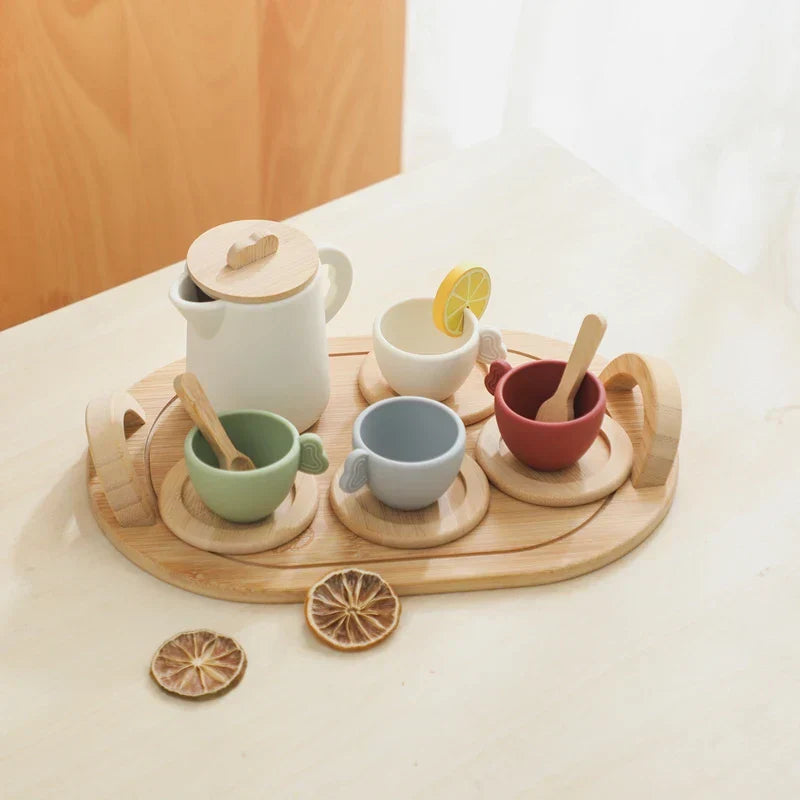 Speelgoedservies – Duurzaam Hout, 18 Delige Set – Perfect voor Creatieve Thee Feestjes