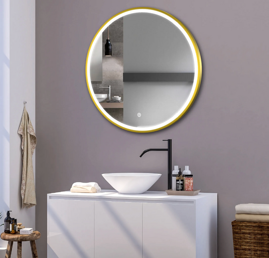 VoordeelPaleis® Badkamerspiegel Geborsteld Goud Rond 100 cm