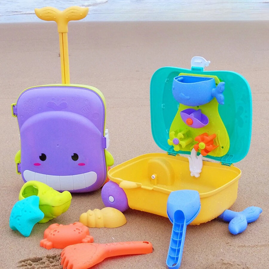 Strandtrolley – Complete Speelset met Wieltjes, Inclusief Scheppen en Zandvormpjes – Duurzaam en Kindveilig