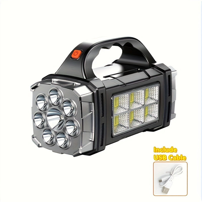 Superheldere LED Zoeklamp – Oplaadbare Powerbank met USB en Zonne-energie voor Outdoor Avonturen