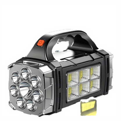 Superheldere LED Zoeklamp – Oplaadbare Powerbank met USB en Zonne-energie voor Outdoor Avonturen