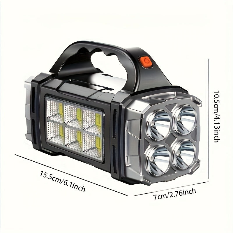 Superheldere LED Zoeklamp – Oplaadbare Powerbank met USB en Zonne-energie voor Outdoor Avonturen