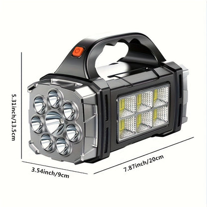 Superheldere LED Zoeklamp – Oplaadbare Powerbank met USB en Zonne-energie voor Outdoor Avonturen