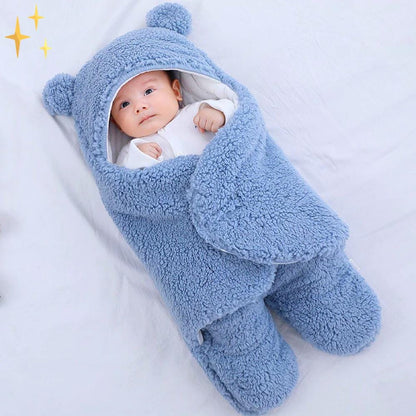 Superzachte slaapzak wikkeldeken in teddybeer-vorm met oortjes voor baby's van 0-6 maanden