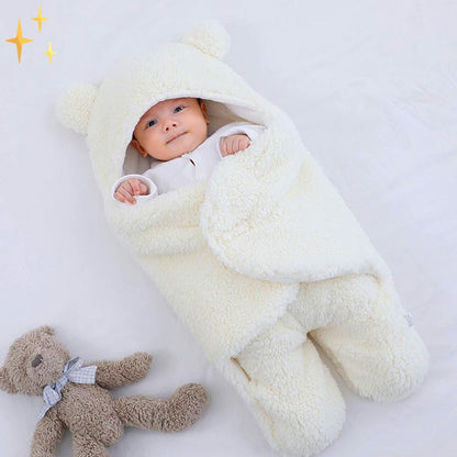 Superzachte slaapzak wikkeldeken in teddybeer-vorm met oortjes voor baby's van 0-6 maanden