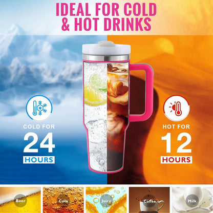 ThermaSip | 40oz geïsoleerde roestvrijstalen mok met handvat en rietje - dubbelwandig
