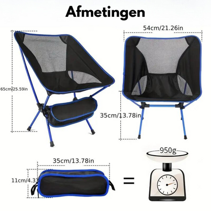BuitenZit Comfort opvouwbare campingstoel – ergonomisch, ademend en draagbaar met draagtas