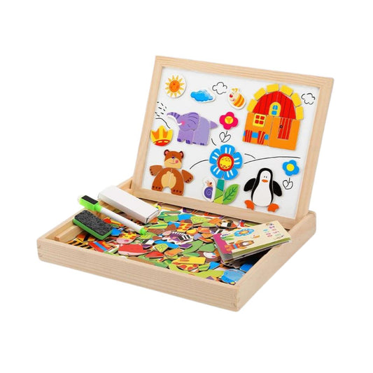 Magnetische Puzzel voor Peuters – Educatief Speelbord van Milieuvriendelijk Hout met Creatieve Magnetische Onderdelen