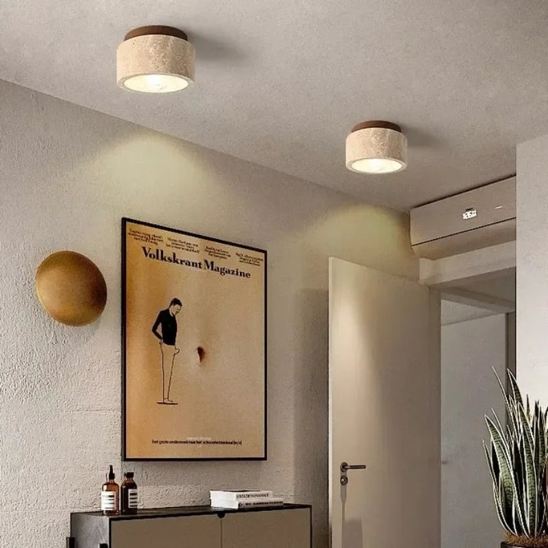 Travertine Glow - Elegante Plafondlamp voor Trappenhuis