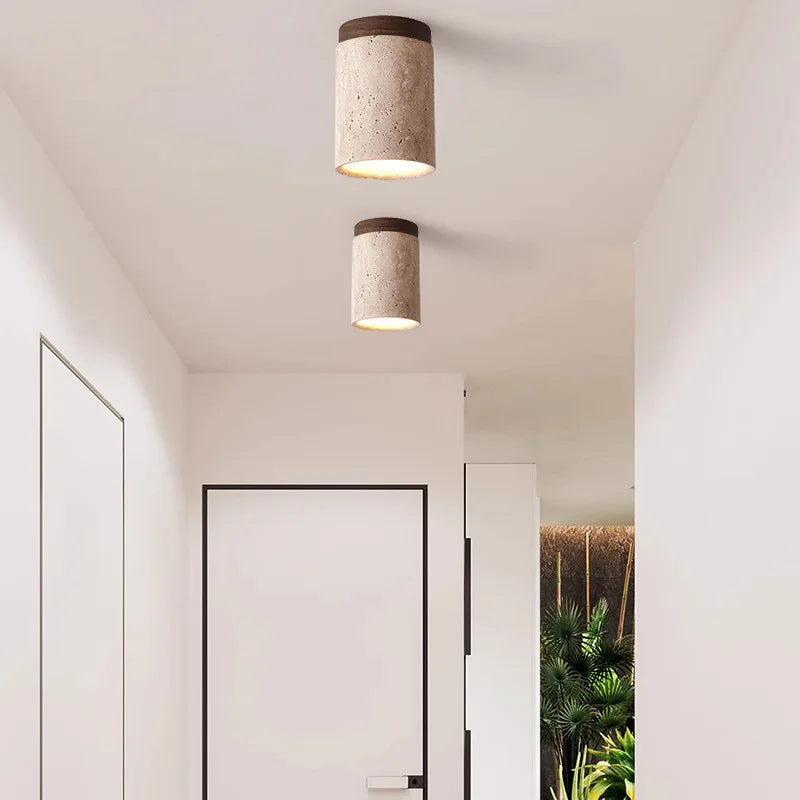 Travertine Glow - Elegante Plafondlamp voor Trappenhuis