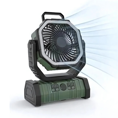 PowerBreeze Camping Ventilator met LED & Powerbank – 20000mAh, Draaibaar & Oplaadbaar