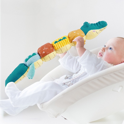 Zintuiglijke rammelaar – Krokodil van zacht pluche, Ideaal voor baby's van 0-3 jaar