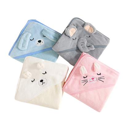 Babyhanddoek – Superzacht katoen, Sneldrogend met dierencapuchon – Geschikt voor pasgeborenen
