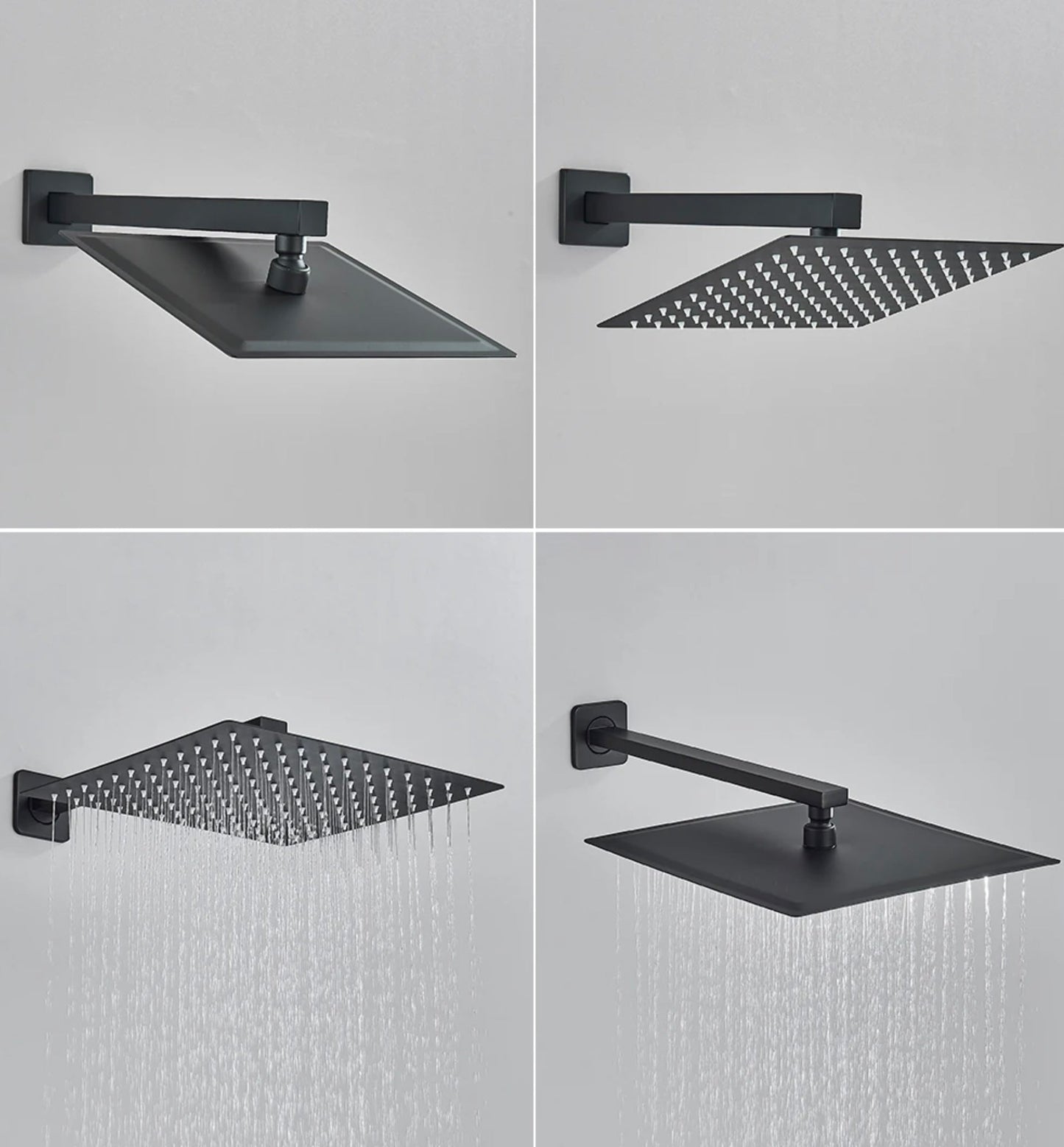 VoordeelPaleis® Doucheset Firenze 16 inch - 40 cm. regendouche vierkant 3-weg zwart inbouw