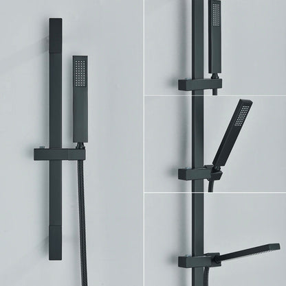 VoordeelPaleis® Doucheset Firenze 12 inch - 30 cm. regendouche vierkant 3-weg zwart inbouw