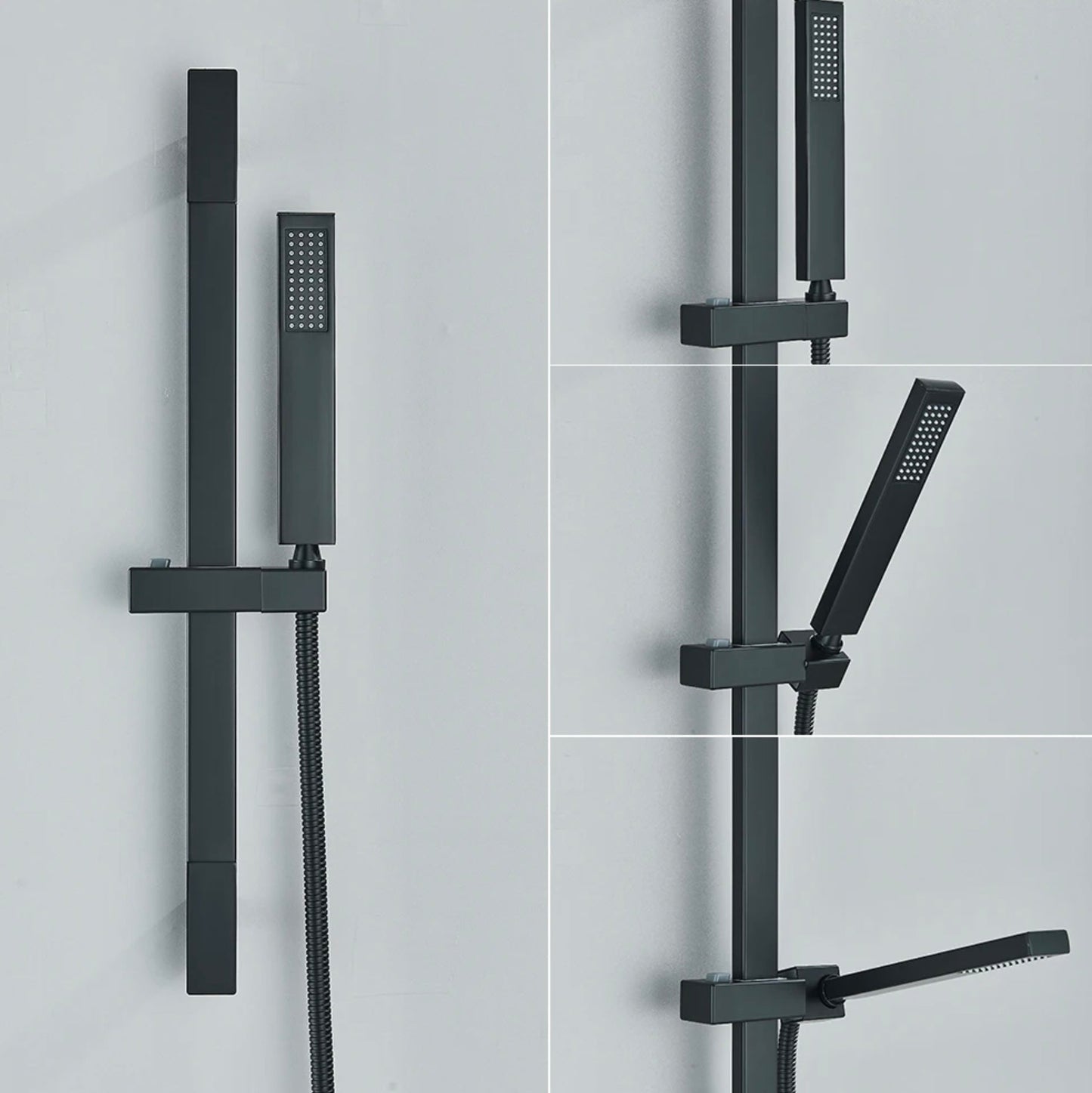 VoordeelPaleis® Doucheset Firenze 16 inch - 40 cm. regendouche vierkant 3-weg zwart inbouw