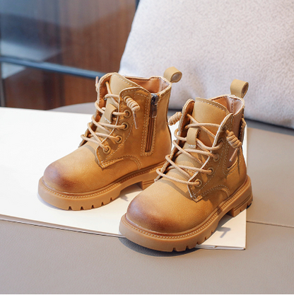 Veterboots voor Kinderen – Hoogwaardige Leer, Antislipzool, Ademend Ontwerp – Perfect voor Actieve Kinderen