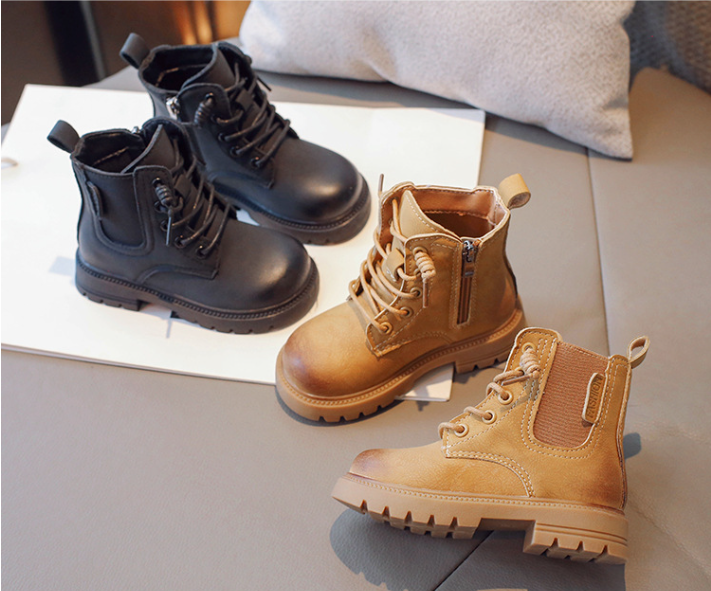 Veterboots voor Kinderen – Hoogwaardige Leer, Antislipzool, Ademend Ontwerp – Perfect voor Actieve Kinderen