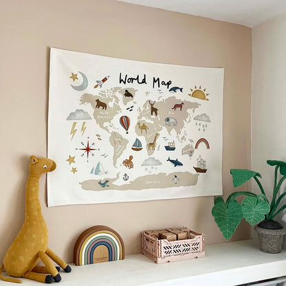Wandposters voor Kinderen – Zacht Biologisch Katoen, Educatieve Motieven voor Creatieve Ruimtes