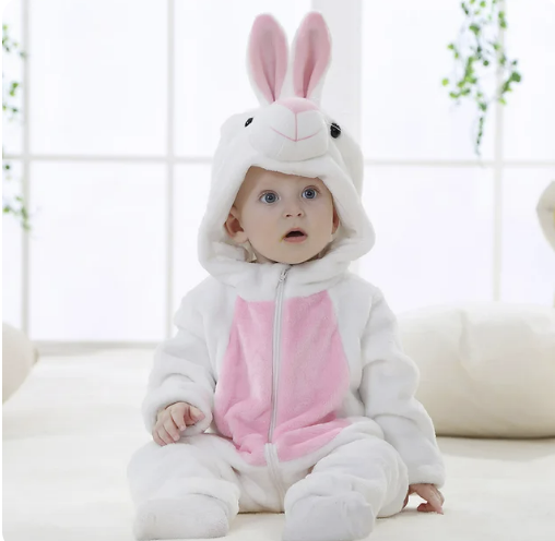 DierenKnuffel babypakje met ritssluiting – zacht & ademend rompertje met dierenkap