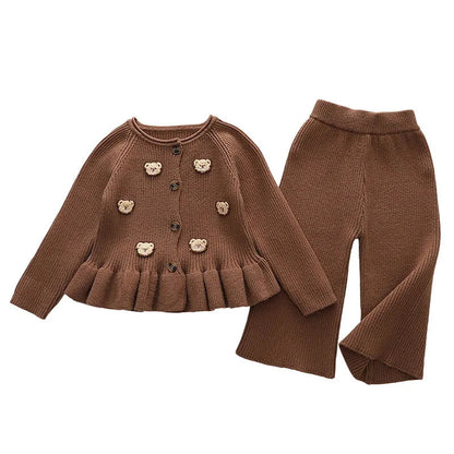 Winterset voor Kinderen – Zachte en Warme Tweedelige Outfit met Beren Design – Duurzaam Materiaal