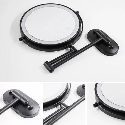 Make-up en Scheerspiegel VoordeelPaleis® Bari USB Ø20cm LED Verlichting 7x Vergroting Mat Zwart