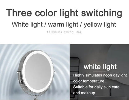 Make-up en Scheerspiegel VoordeelPaleis® Bari USB Ø20cm LED Verlichting 7x Vergroting Mat Zwart