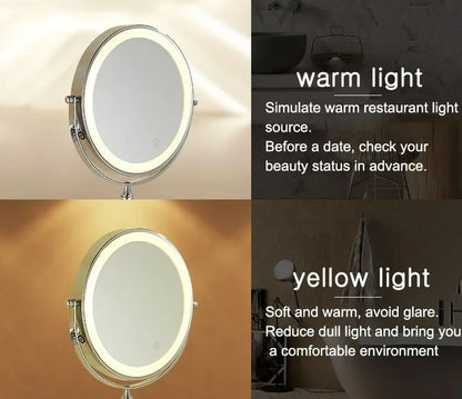Make-up en Scheerspiegel VoordeelPaleis® Bari USB Ø20cm LED Verlichting 7x Vergroting Mat Zwart