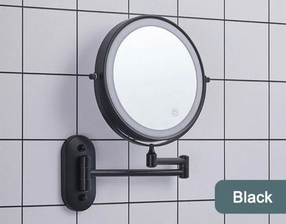 Make-up en Scheerspiegel VoordeelPaleis® Bari USB Ø20cm LED Verlichting 7x Vergroting Mat Zwart