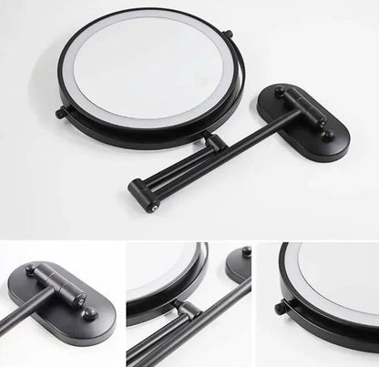 Make-up en Scheerspiegel VoordeelPaleis® Bari USB Ø20cm LED Verlichting 7x Vergroting Mat Zwart