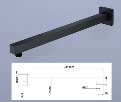 VoordeelPaleis® Doucheset Manhattan Premium 12 inch regendouche vierkant 2-weg zwart inbouw