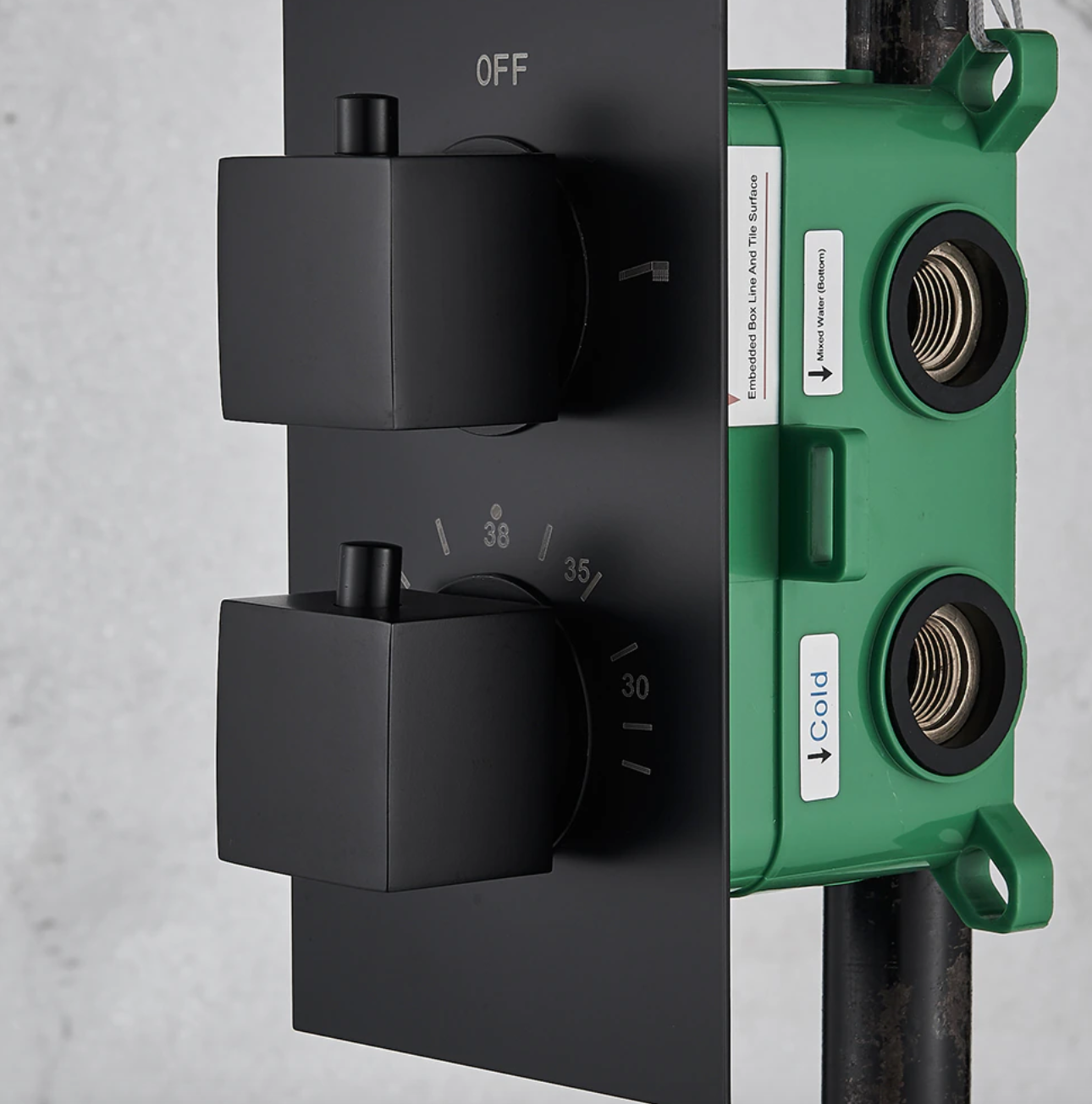 VoordeelPaleis® Blackline Thermostatisch 2 weg inbouwsysteem losse unit