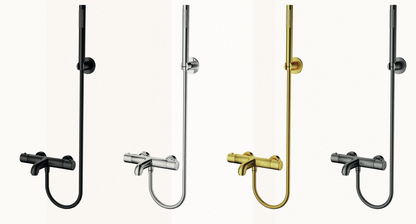 SaniSupreme Aloni doucheset badset opbouw thermostatische badmengkraan 2 weg met ronde handdouche en wandbeugel gunmetal