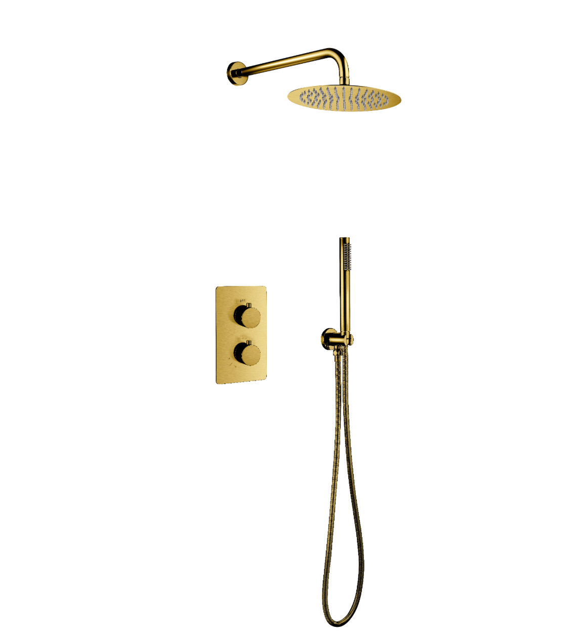 SaniSupreme Inbouw Regendouche Set Aloni met Handdouche en Wanduitloop Geborsteld Goud