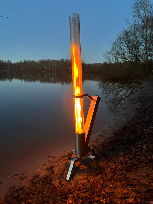 Pellet Terrasverwarmer met Fire Tube – Stijlvolle Buitenheater voor Tuin & Terras