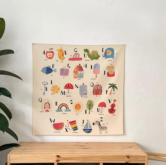 Wandposters voor Kinderen – Zacht Biologisch Katoen, Educatieve Motieven voor Creatieve Ruimtes