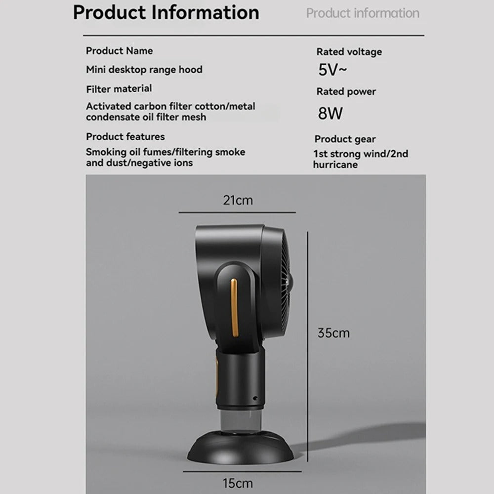 SmokeAway Venti – Draagbare Luchtzuiveraar Ventilator met Ionentechnologie en USB Oplader