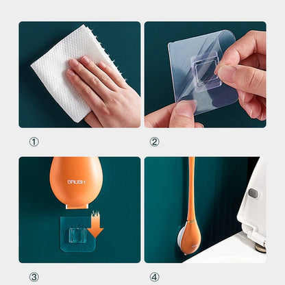 Hygiënische Siliconen Toiletborstel met Wandhouder en Sneldrogend Design
