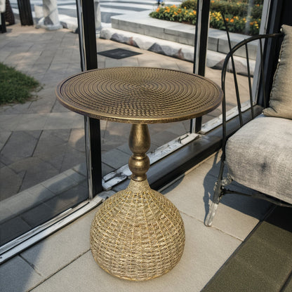 Ronde Koffietafel van Watergras met IJzeren Frame – 52 cm Hoog