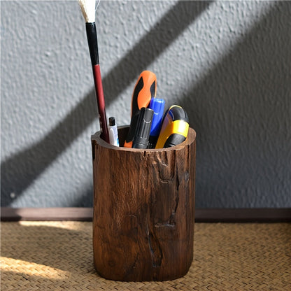 Handgemaakte Houten Pennenhouder – Uniek en Natuurlijke Look