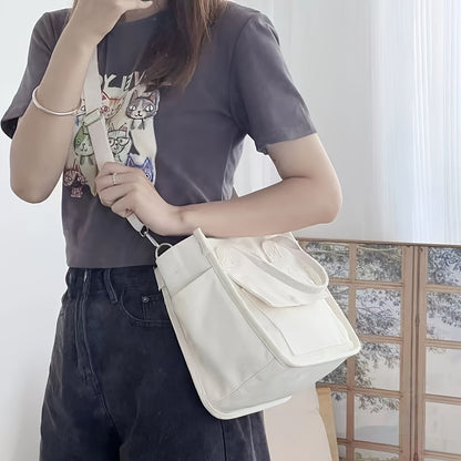 UrbanEase Canvas Slingbag – Witte Schoudertas met Magneetsluiting en Verstelbare Riem