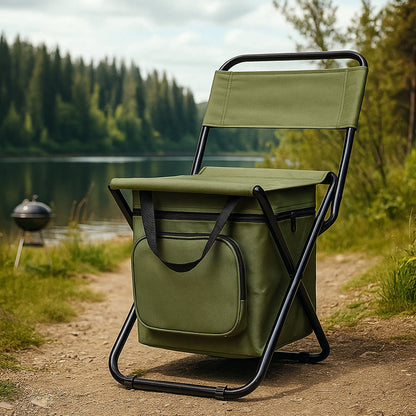 ChillPack Outdoorstoel – Opvouwbare Campingstoel met Rugleuning en Geïntegreerde Koeltas