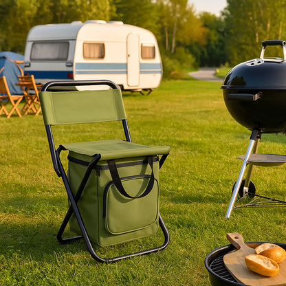 ChillPack Outdoorstoel – Opvouwbare Campingstoel met Rugleuning en Geïntegreerde Koeltas