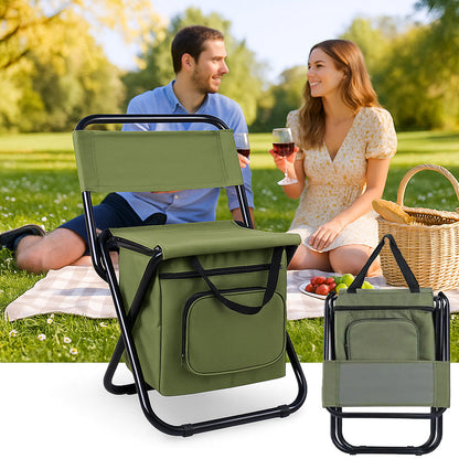 ChillPack Outdoorstoel – Opvouwbare Campingstoel met Rugleuning en Geïntegreerde Koeltas